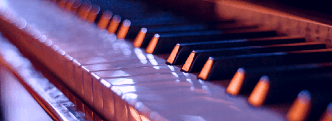 Close up of the keys of a piano